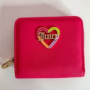 Juicy Couture Love Mode Collection Bi Fold Zip Around Wallet Pink Flash.